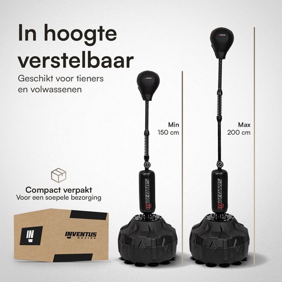 Bokspaal met verstelbare hoogte, van 150 tot 200 cm, voor tieners en volwassenen.