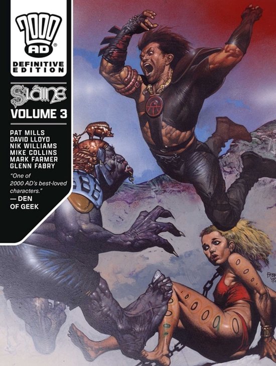 Sláine Definitive Edition Volume 3 comic book cover with 3 characters in action. Artwork by Glenn Fabry.
