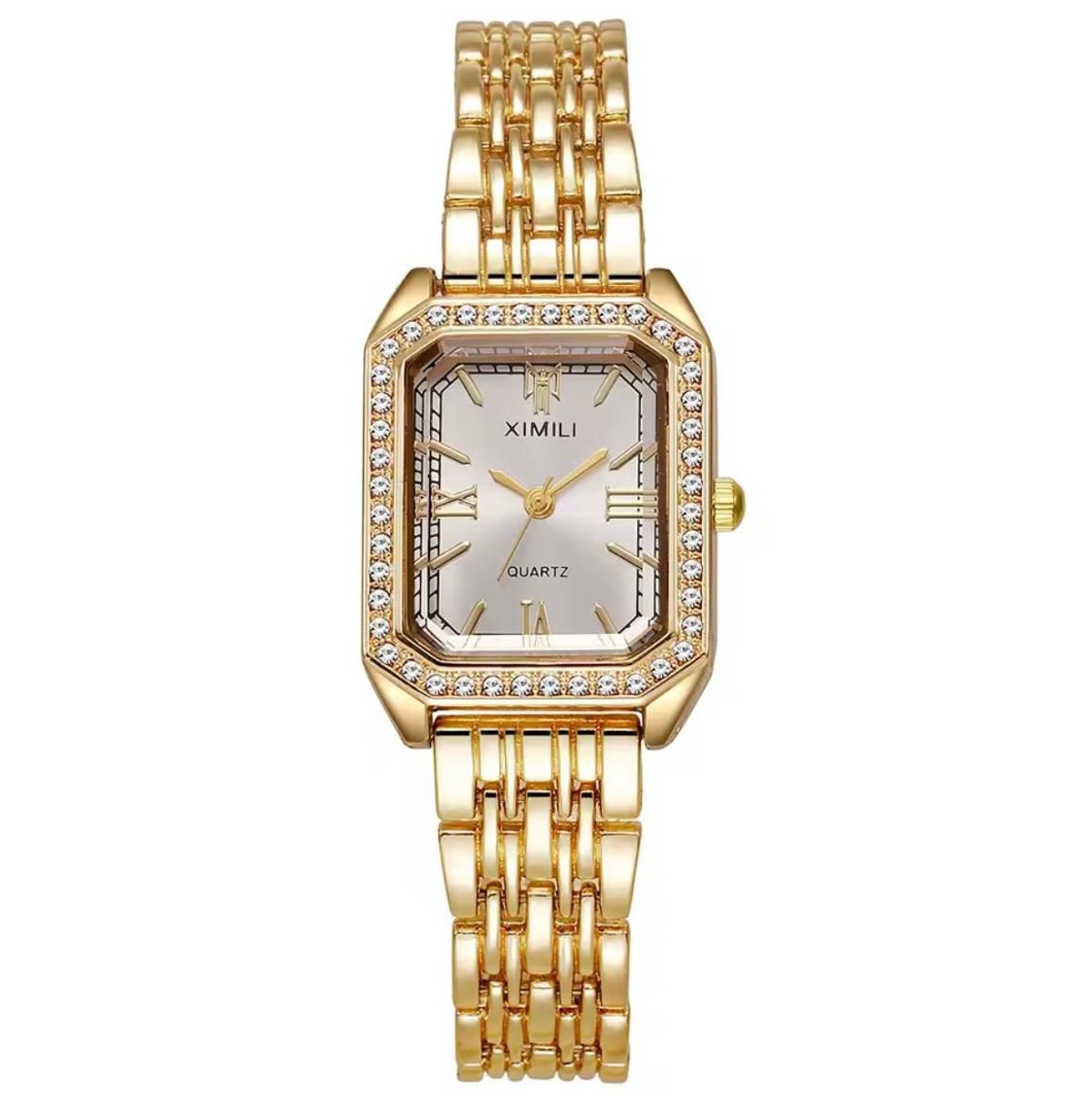 Ximili - Dameshorloge - Polshorloge - Dames - Horloge - Horlogedoos - Vrouwen - Goud Parelmoer Wit - Diamonds