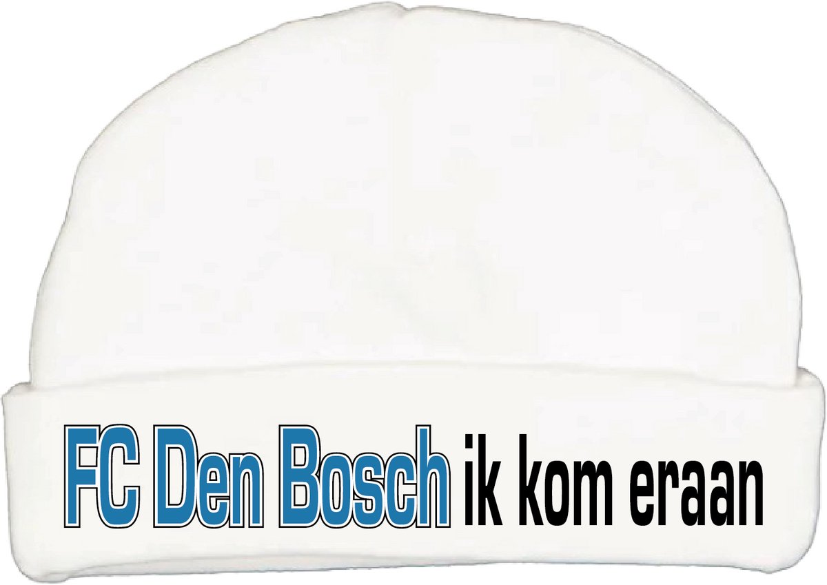 Babymutsje met de tekst: FC den Bosch ik kom eraan !