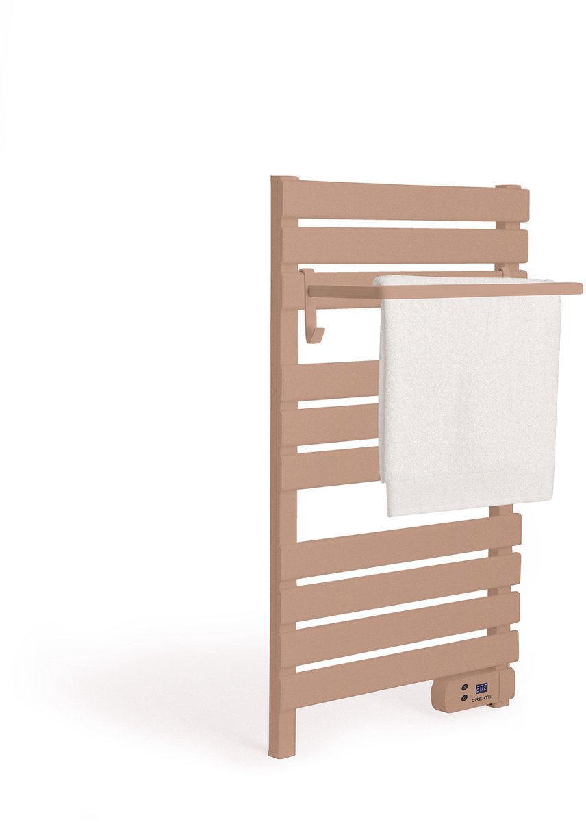 CREATE - Elektrische handdoekhouder 500W - Mokka - Zonder benen - Met legbord 3 spijlen - WARM TOWEL