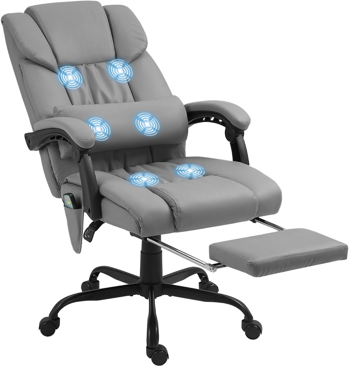 Vinsetto Massage Bureaustoel - Synthetische Bekleding - 66x75x122cm - Grijs