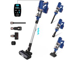 BLOSSOM Steelstofzuiger V11 - 300W/30Kpa/60Min - Kruimeldief - Stofzuiger Draadloos - Hepa - Touchscreen - Drie modi - Blauw