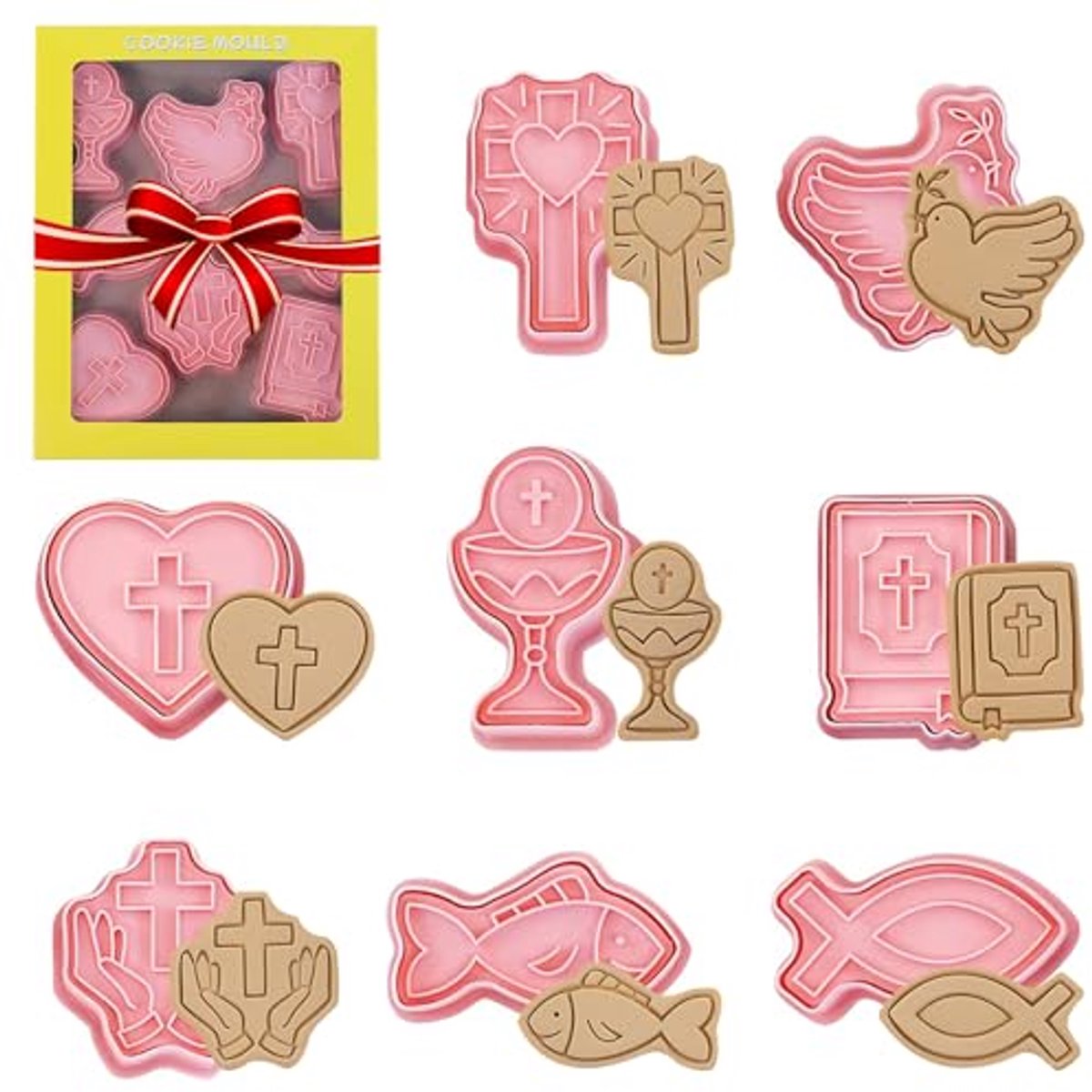 8 Uitsteekvormpjes voor Doop, Communie en Decoratie