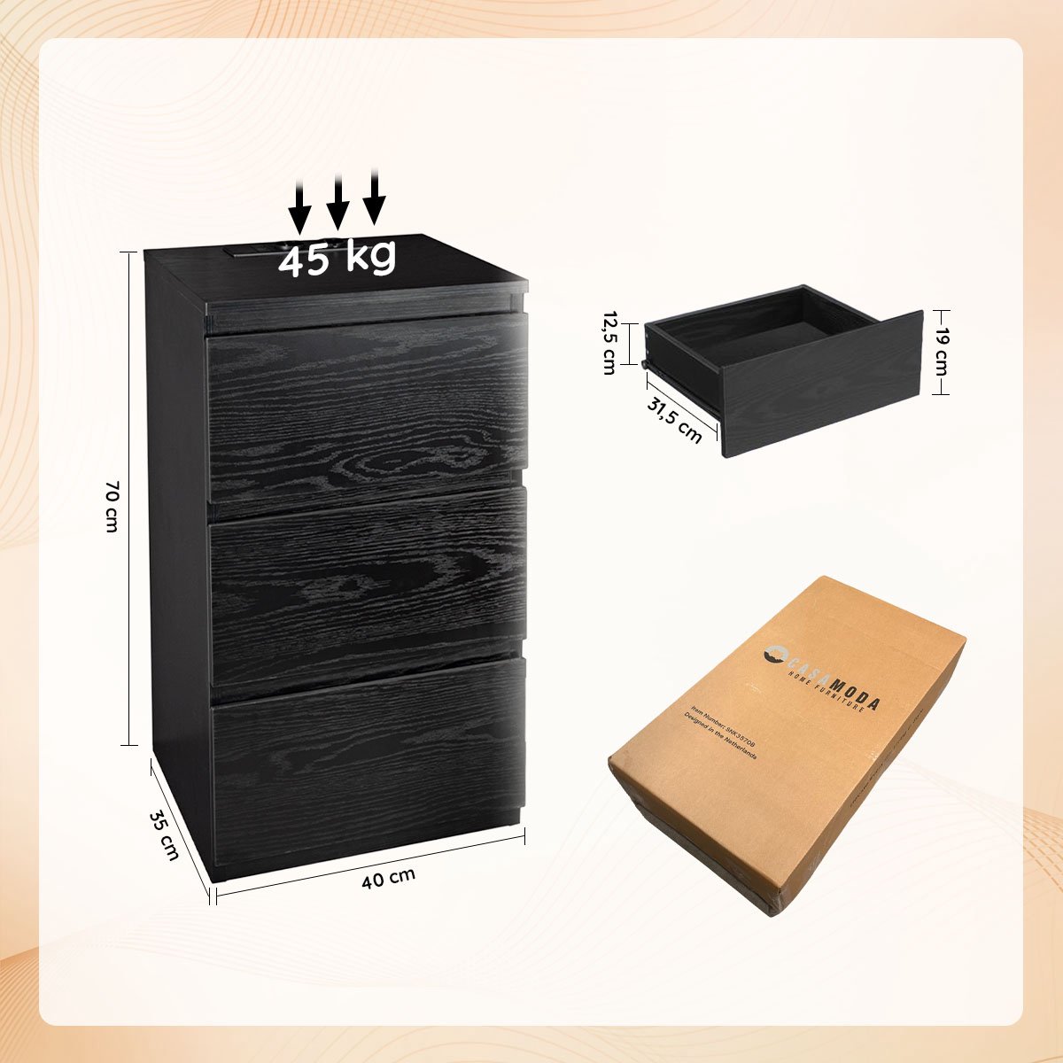Casamoda Casamoda Extra Hoge Nachtkastjes Set - afbeelding 2