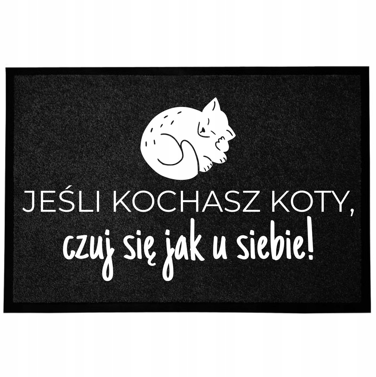 Zwarte Deurmat 40x60cm met Grappige Kattenprint - Antislip