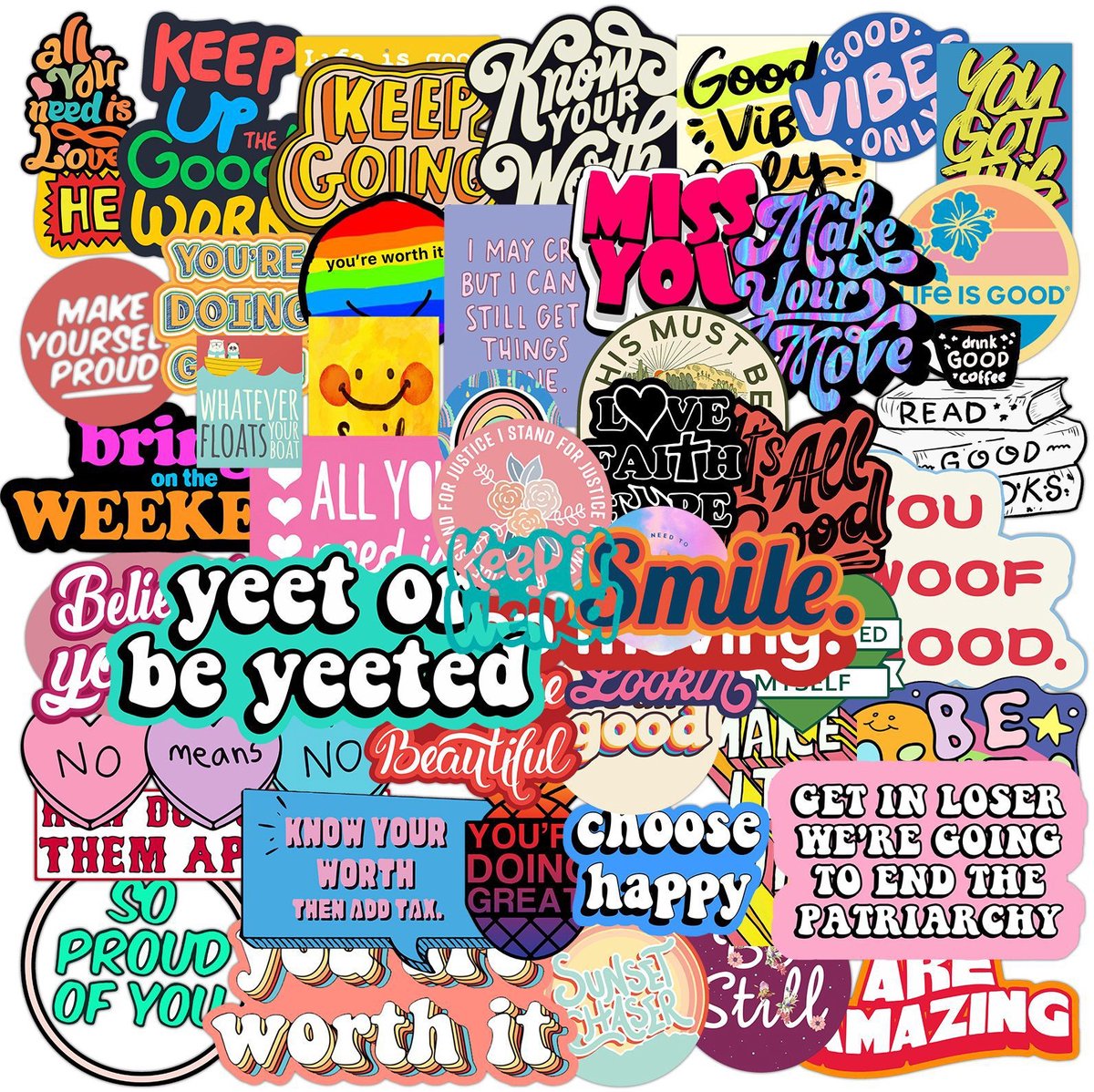 50x Quote stickers - Leuke tekststickers - Laptopstickers - Bulletjournal - Decoratie - Jonyx