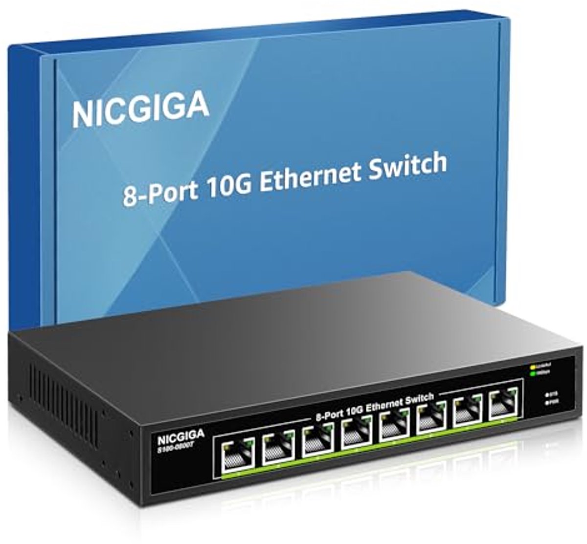 Image of 8-poorts 10G Ethernet Switch - Unmanaged met 10Gbps netwerksnelheid voor NAS, PC en WiFi7 Router