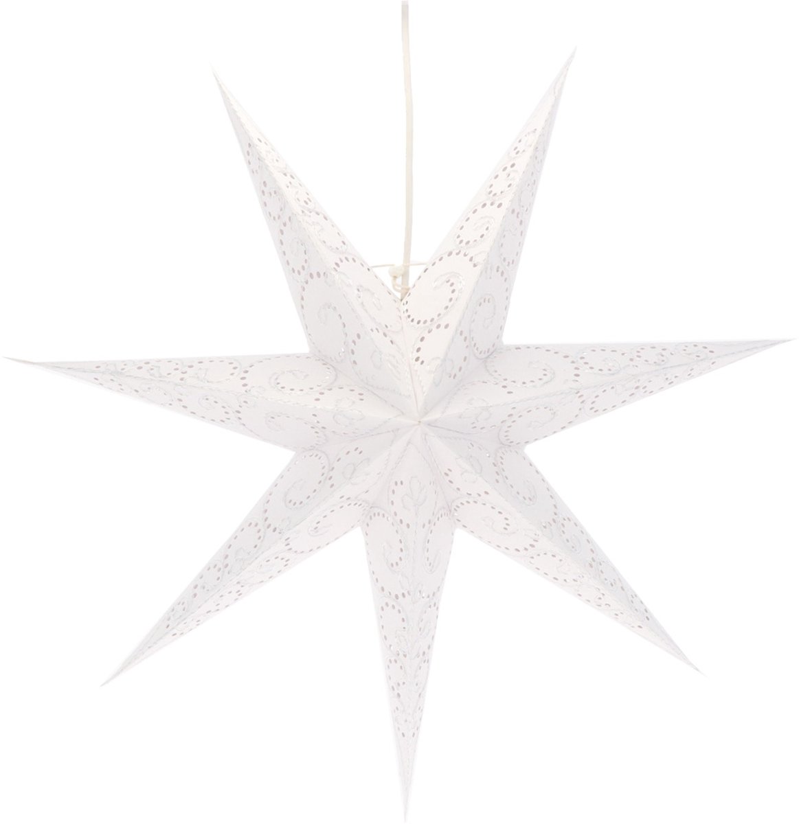 Kerstster papier met verlichting - 60 cm diameter, 21 cm diep - Kerst ster voor binnen - Sumana Wit - Handgeschept papier - Incl. 3 m. snoer met stekker, schakelaar en E14-fitting - Kerst Raam decoratie - Kerstversiering - Kerstverlichting – foto 8