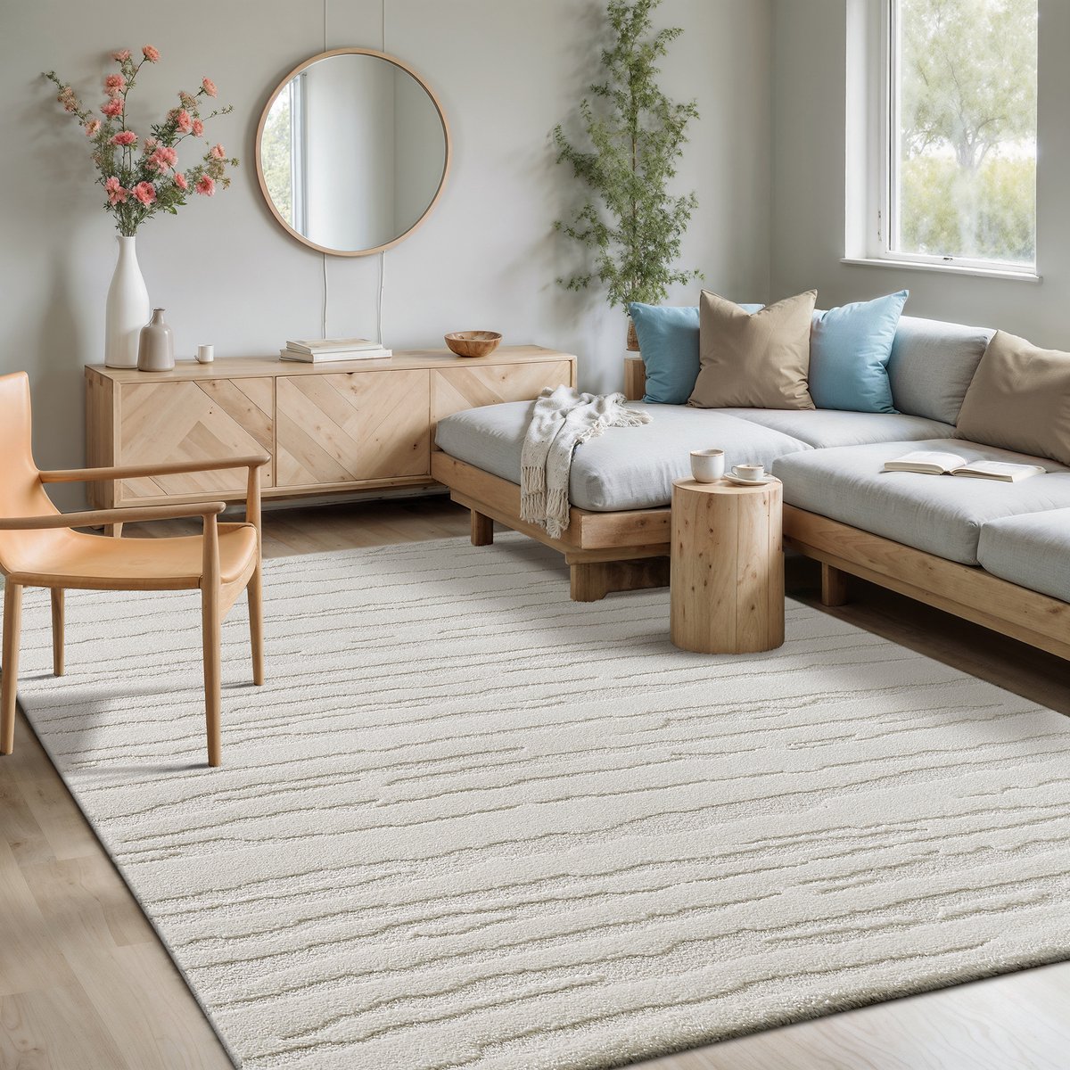 Mia’s Teppiche Atlas – modern vloerkleed met 3D structuur, fluweelzacht & onderhoudsvriendelijk, crème, 200 x 290 cm