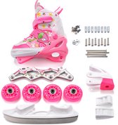 Meteor 4-in-1 Kinderschaatsen S 30-33 Bunny - Inline Skates - Lichtgewicht, LED-wielen, Verstelbare maat