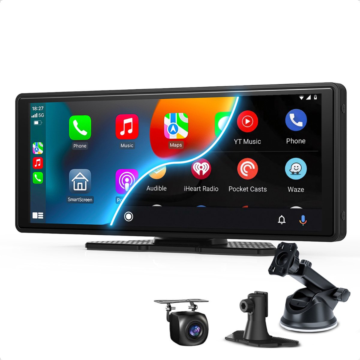 CarMe CarPlay Scherm 10 Inch - Inclusief Achteruitrijcamera 6 Meter - Apple CarPlay & Android Auto (Draadloos) - Touchscreen - Navigatiesysteem auto - Geschikt voor Apple CarPlay & Android Auto - Android Auto scherm