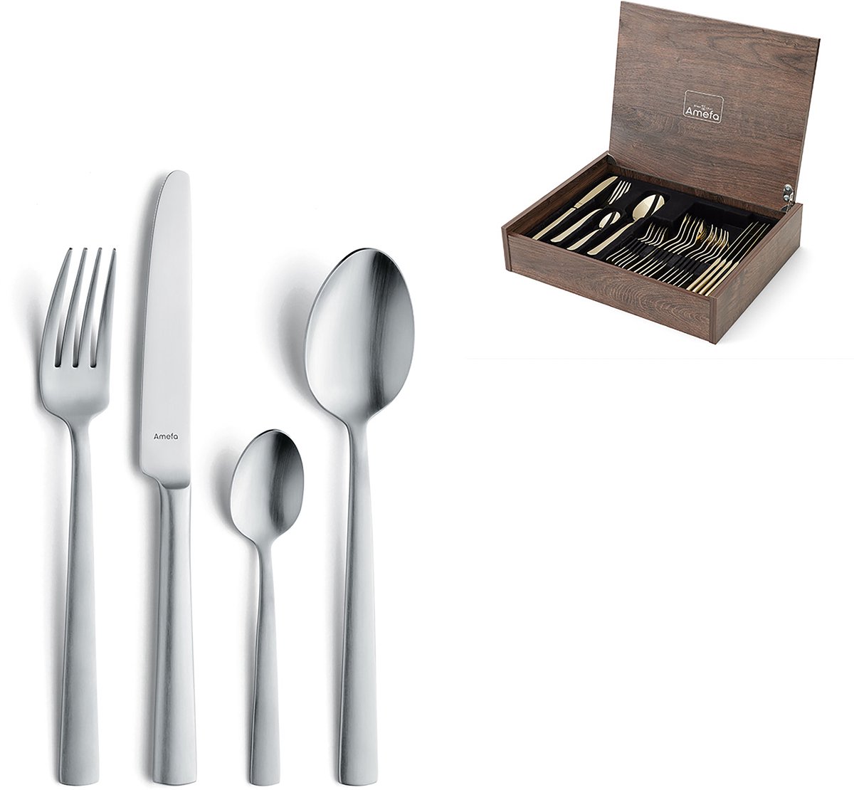Amefa - Ventura 24-delige Bestekset in Luxe Houten Kist - Zilver