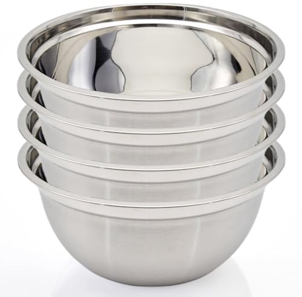 Grote roestvrijstalen mengkommenset - 26 cm - perfect voor bakken en koken - set van 4