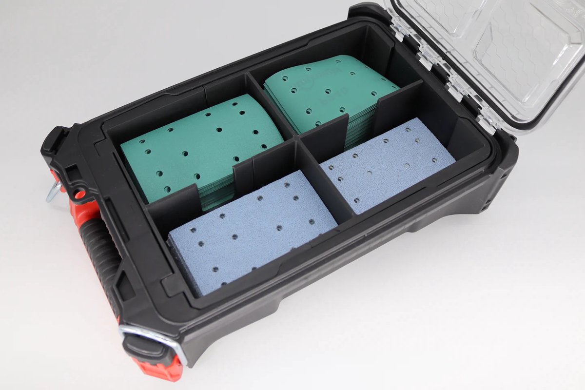 Milwaukee Packout Compact inzet voor schuurpapier – 3D geprint | Op maat gemaakte organizer | Gereedschapskist accessoire