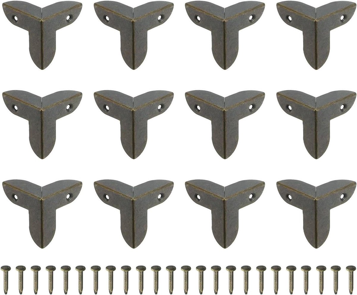 Image of 12 stuks metalen hoekbeschermers met schroeven voor kratten - decoratieve hoekbescherming van 22 mm in bronskleur