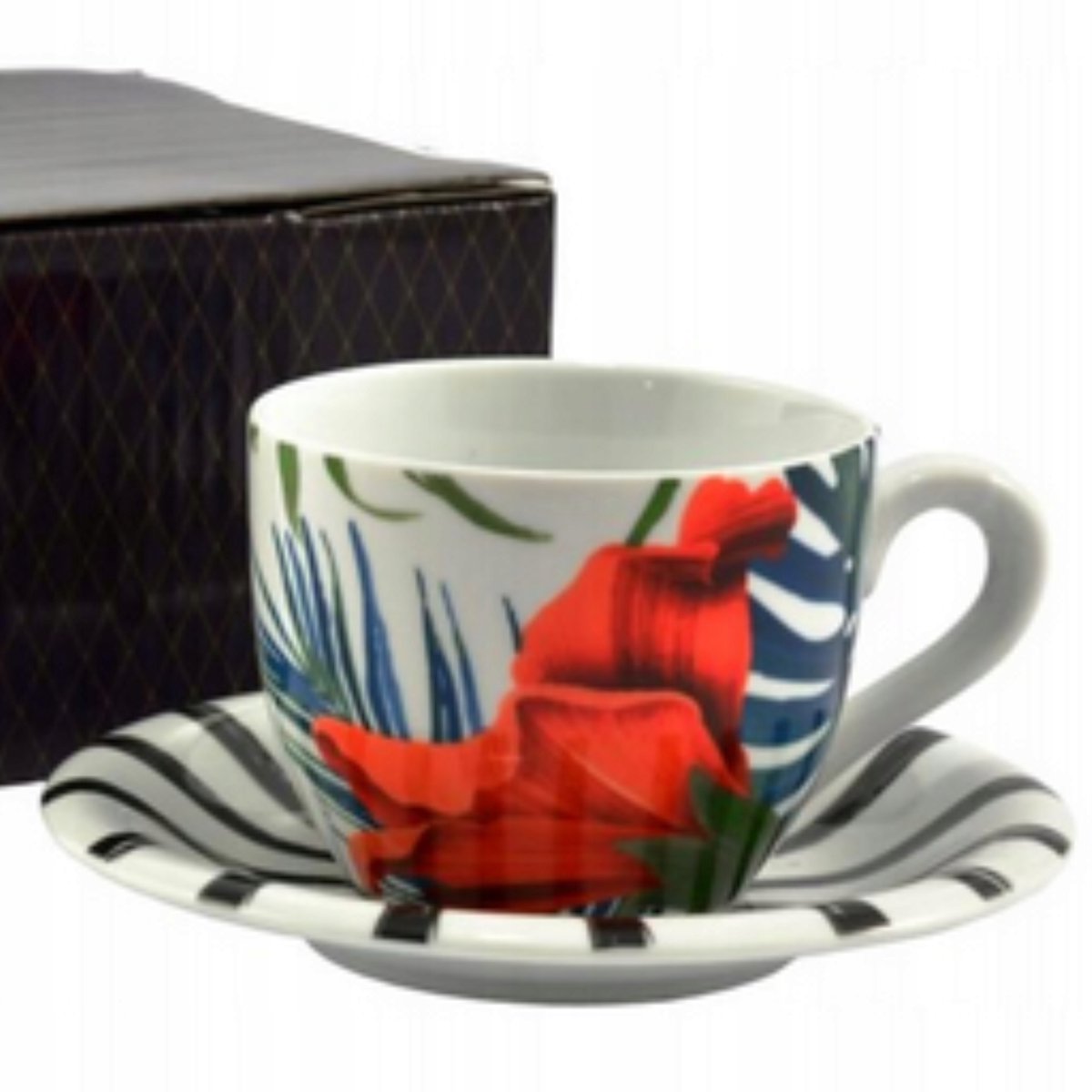 Bogucice Tropico Porseleinen Kop en Schotel 200ml - Bloemendesign