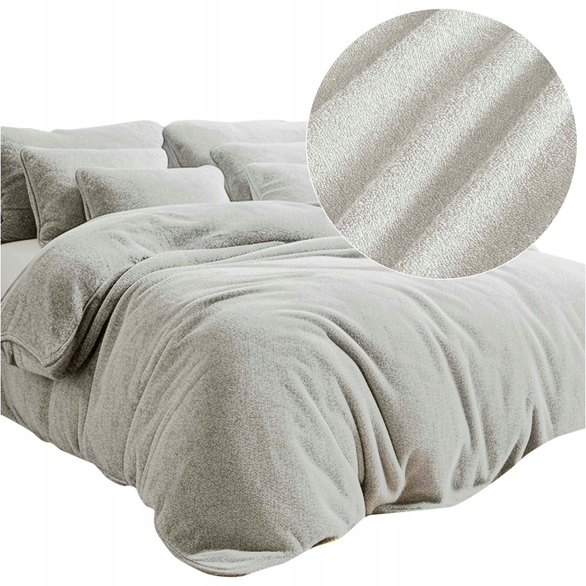Zacht Katoenen Frotte Beddengoed Set 200x220cm Lichtgrijs