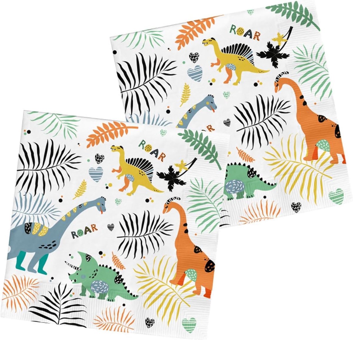 Famanu - Kinder Servetten – 20 stuks 33x33 cm – Dino Design – Luxe Servetten voor Kinderfeest