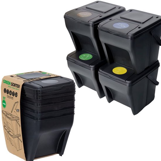 4cookz® Inbouw Prullenbak 3 Bakken Afvalscheiding - 40 Liter - 34 Cm Breed