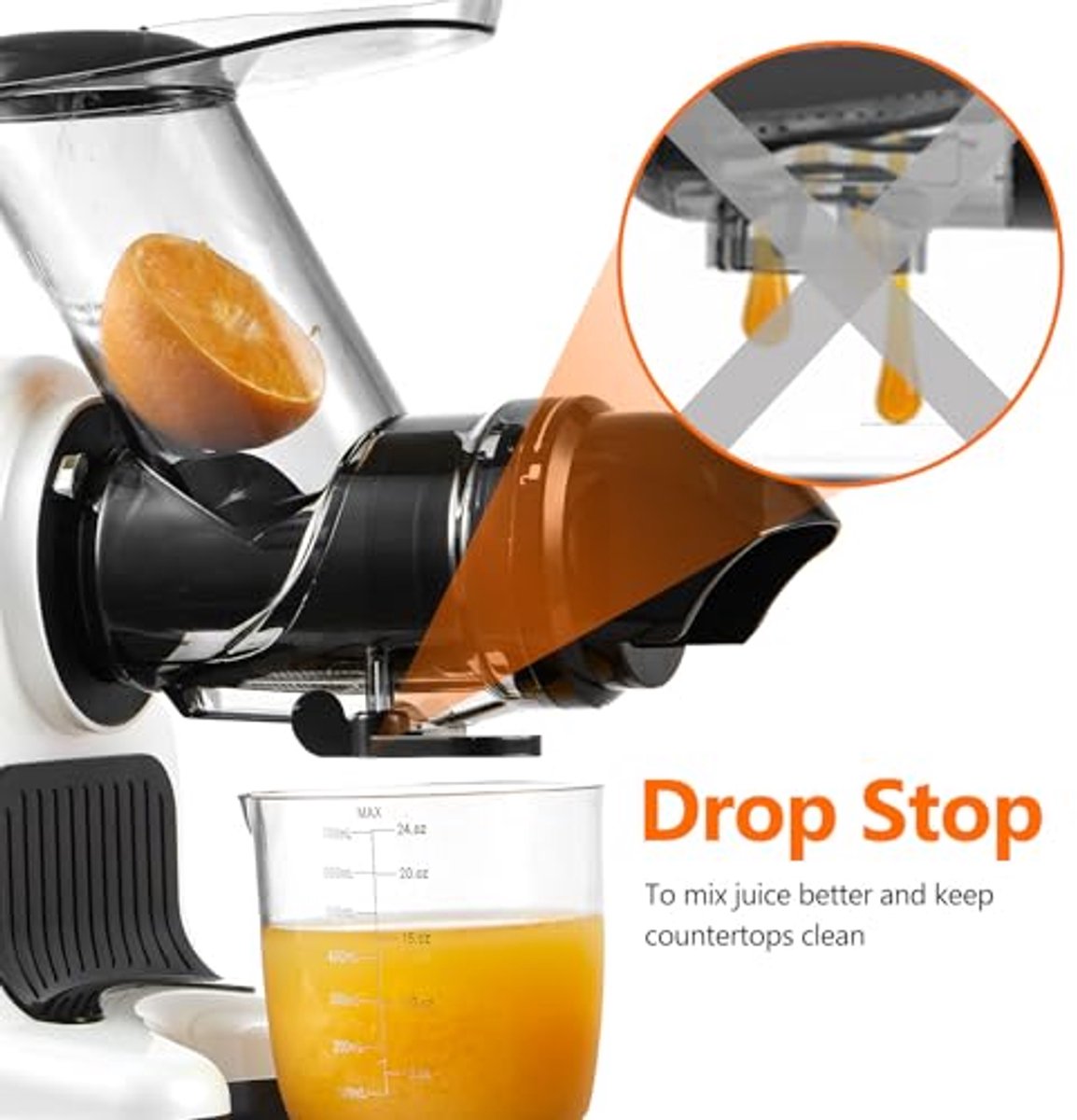 Sapcentrifuge met brede toevoer 80 mm 150 W hoogvoedzaam 2 snelheidsmodi en omgekeerde functie