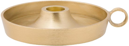 vtwonen Kaarsenhouder Metaal Goud – Ø12x5 cm – Handgemaakt – Industrieel & Tijdloos Design