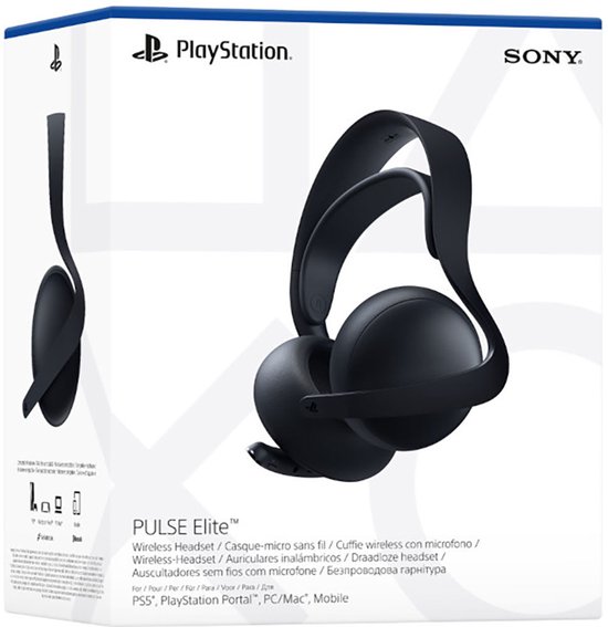 Verpakking van de Sony PlayStation Pulse Elite draadloze headset in midnight black.