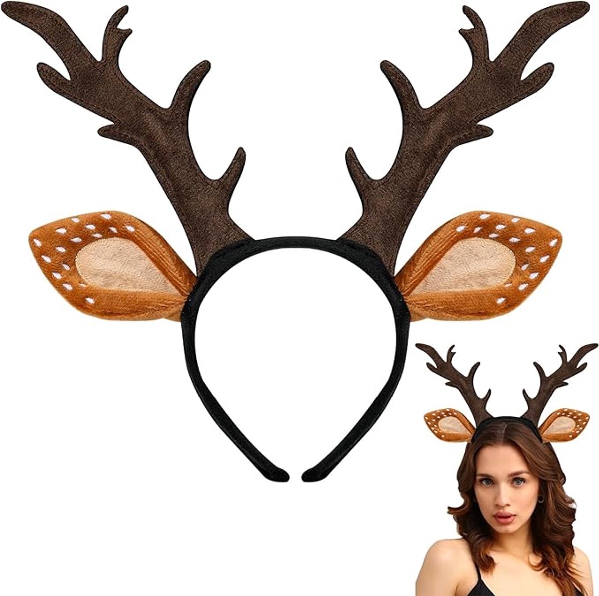 Daity Hertenkostuum voor dames - Halloween-geweikostuum - gewei-hoofdtooi - normale stijl - bruin