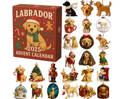 Adventskalender 2025 Labrador – 24 Dagen Hangers – Hondenliefhebbers Cadeau – Dieren Ornament Blind Box – Kerstcadeau Idee