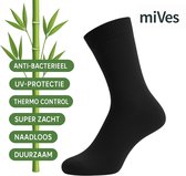 12x Chaussettes en Bamboe MIVES sans couture - Unisexe - 12 paires - NOIR - Taille 41-45 - Bamboe 84%