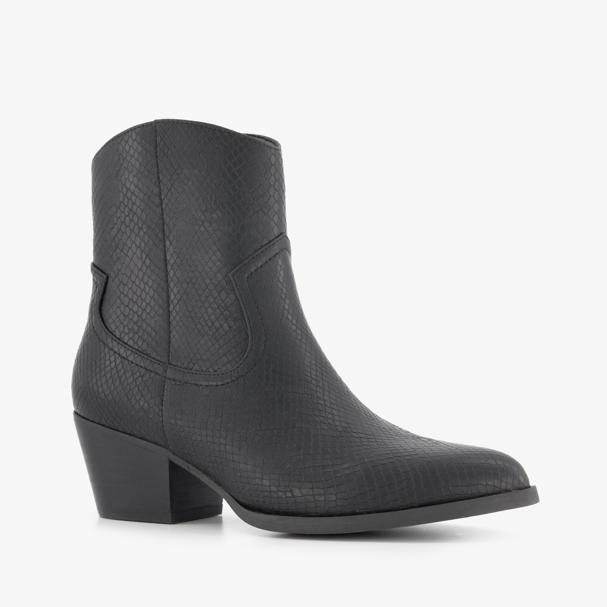 Nova dames cowboylaarsjes met slangenprint zwart - Maat 40