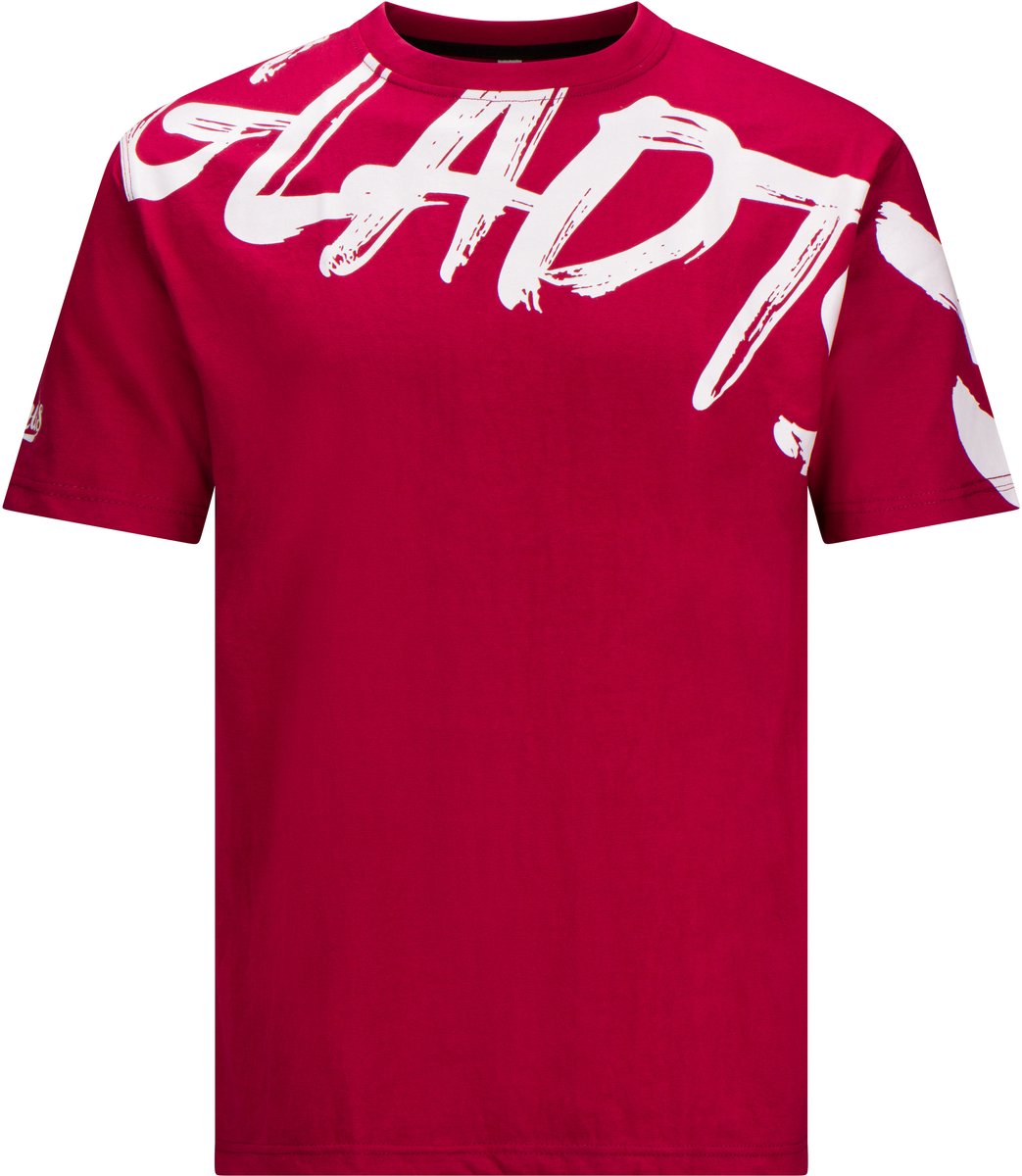 Gladts "Gladion" – T-shirt – Sportshirt / Trainingsshirt – Maat L – Heren & Dames – Kickboks & MMA – Bordeauxrood / Wit
