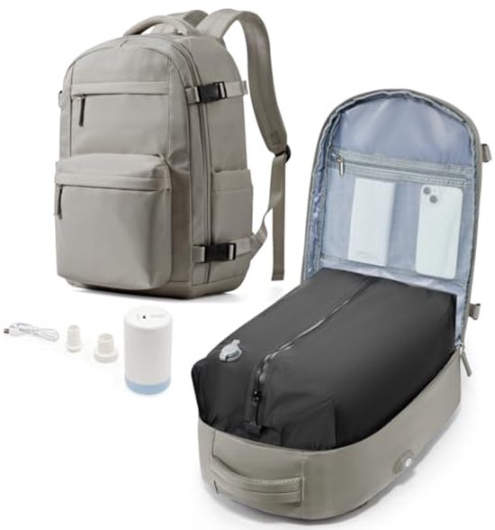 LOVEVOOK Handbagage reisrugzak dames met kostuumvak, groen, 45 x 36 x 20 cm (17,3 Zoll), Reisrugzak
