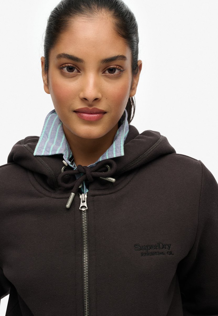 Superdry Athletic Essentials Logo Zip Hoodie Dames Hoodies Zwart