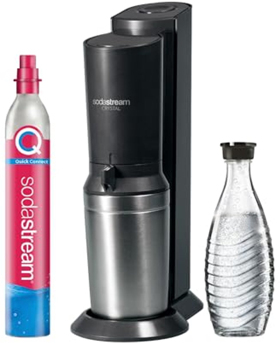 Waterkarbonator met Snelle Aansluiting en Glazen Karaf - Zilver RVS 45 cm
