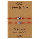 Vriendschapsarmbandjes voor 2 " You & Me ∞" - Evil Eye - BFF Armbandjes met Persoonlijk Cadeau Kaartje - Rood - Elastisch Verstelbaar - Pax Amare