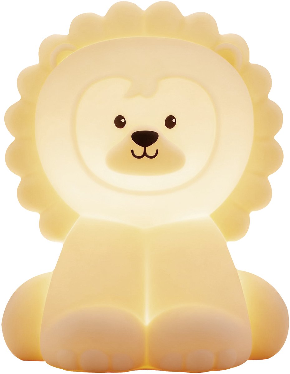Babiem® Lucas - Nachtlampje - Kleur Tikfunctie - Oplaadbaar - Nachtlamp Kinderen - 5 Standen - Incl. Usb C Kabel - Leeuw