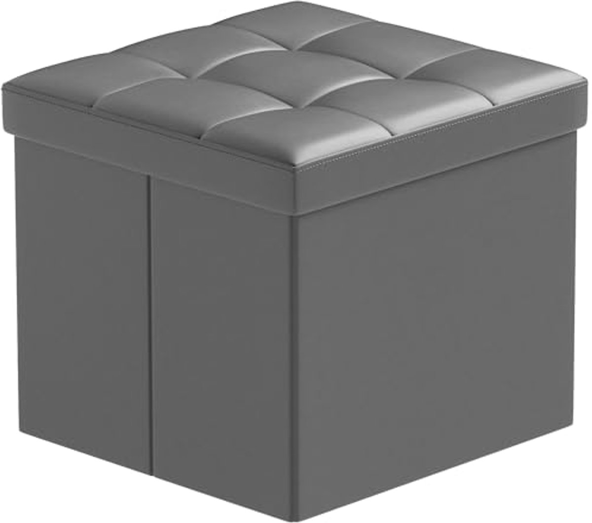 Opvouwbare Kunstleren Voetenbank met Opbergruimte - Grijs 38x38cm