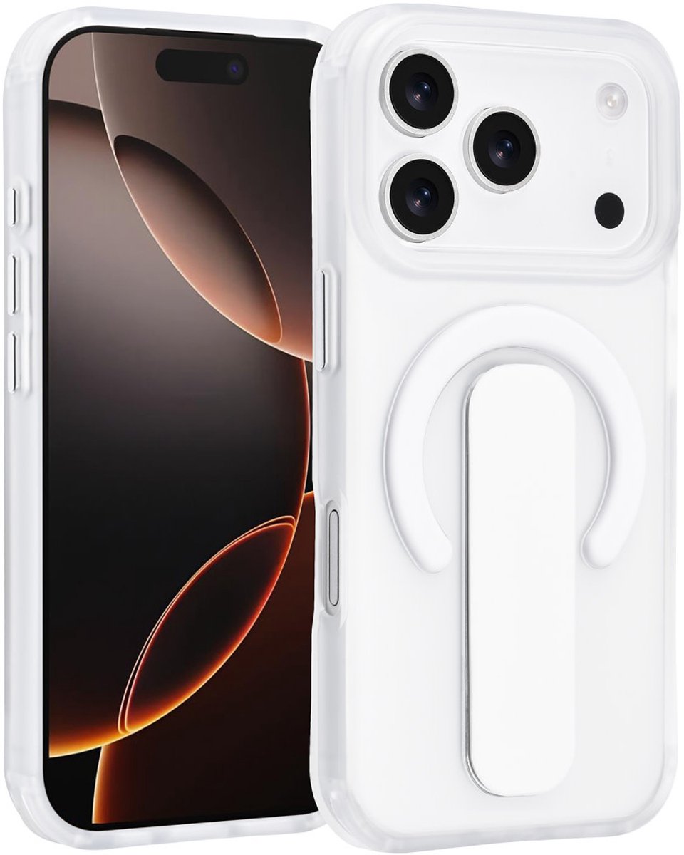 TUNIQ Anti-shock Back cover voor iPhone 17 Pro - Ingebouwde Ringstand - Zilver