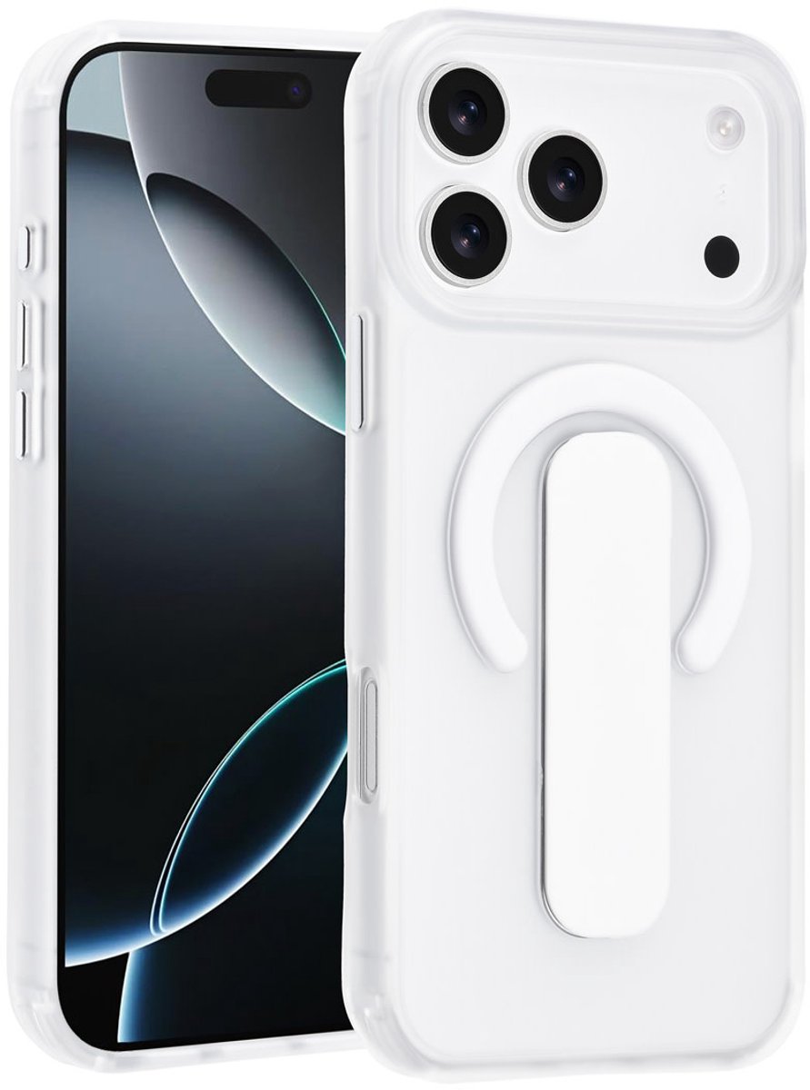 TUNIQ Anti-shock Back cover voor iPhone 17 Pro Max - Ingebouwde Ringstand - Zilver