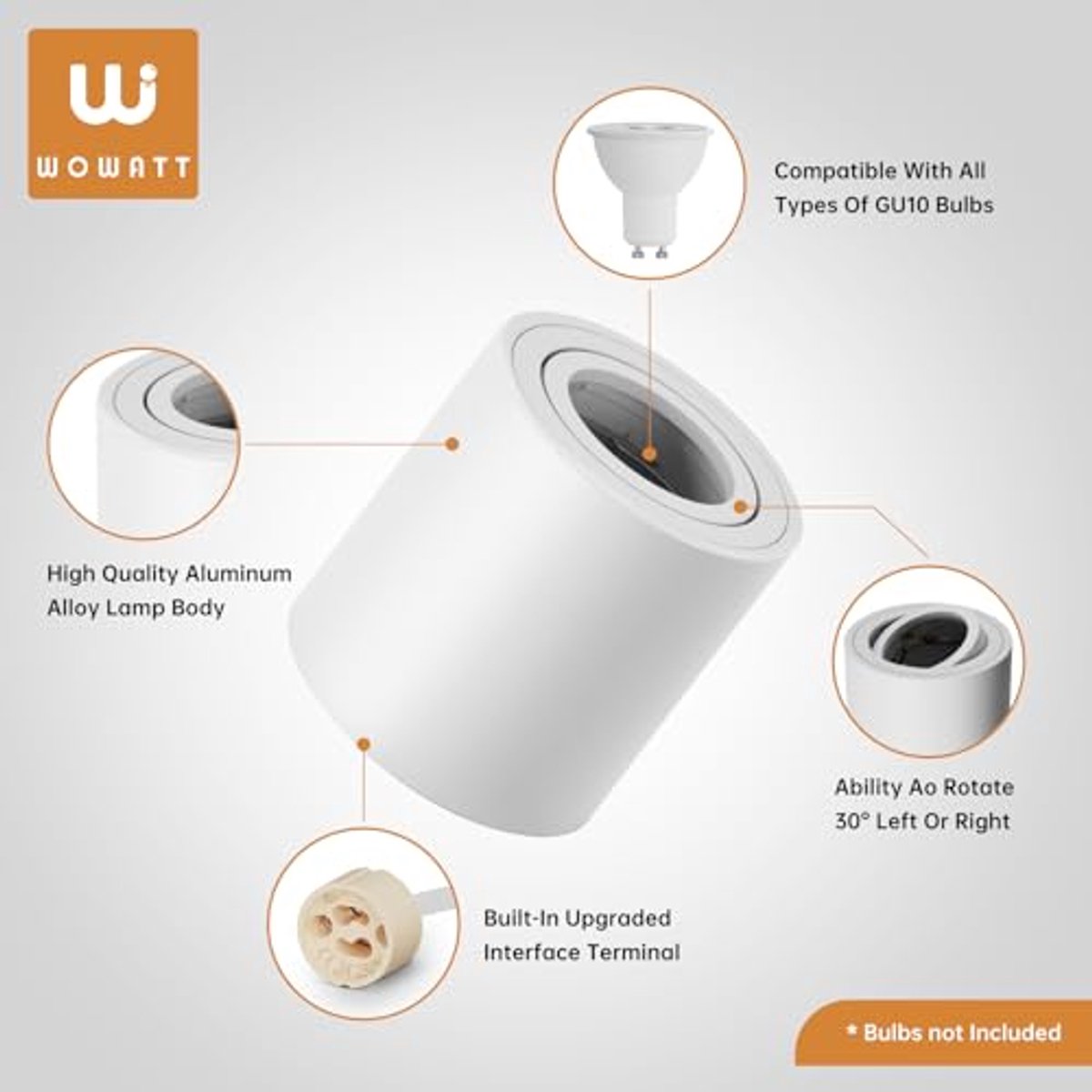 LED Plafondspots Draaibaar - Set van 6 Stuks met GU10-fitting - Aluminium Plafondverlichti