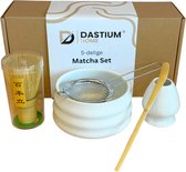 Dastium Home 5-delige Matcha Set - MatchaSet - Matcha Klopper - Matcha Kom - Matcha Zeef en Lepel - Matcha Klopperhouder - Matchaset - Matcha Starterkit - Wit