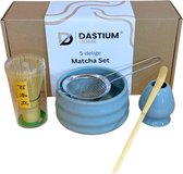 Dastium Home Japanse Matcha Set - 5-delige Matcha Starterset - Matcha Kom - Matcha Klopper - Matcha Set - Matcha Starterkit - Blauw