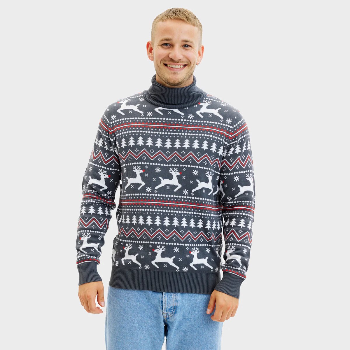 Happy Seasons Foute Kersttrui Dames & Heren - Christmas Sweater "De Stijlvolle Coltrui" - 100% Biologisch Katoen - Mannen & Vrouwen Maat XXL