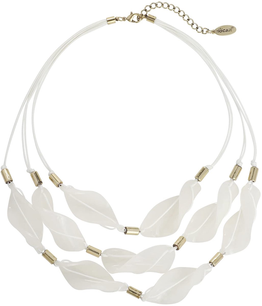 3 Strand Statement Acetate Necklace Women Fashion Resin Multi Layered Collar Necklaces, Acrylic, No Gemstone, Acrylic, No Gemstone