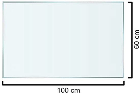 Glasplaat 100x60cm Facet Geslepen voor Kachel en Tafelblad