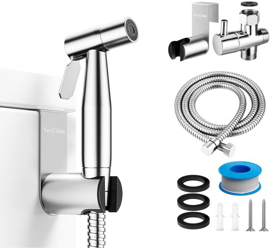Bidet-Toiletsproeier - Handsproeier van Roestvrij Staal met Haak