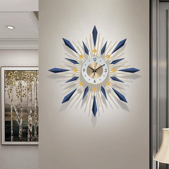 Ergocar Stille Art Deco metalen wandklok, geschikt voor woonkamer, slaapkamer, studeerkamer, kantoor