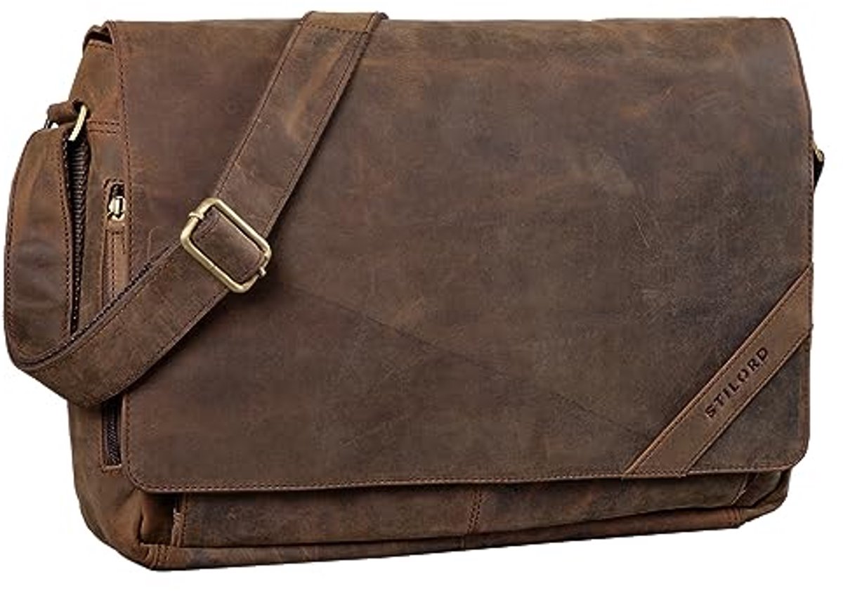 Leren Schoudertas voor Mannen - Vintage 15.6 Inch Laptop Tas