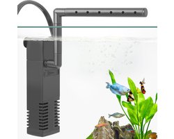 Aquariumfilter - Filterpomp - Intern aquariumfilter - Filter met pomp - 3,8 x 2,8 x 13,2 cm - Dompelbaar - Filter - Geschikt voor aquaria tot 35 gallons - Zwart